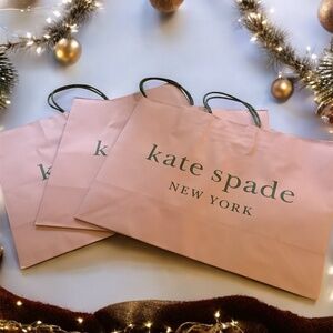 NEW Set of 3 Kate Spade Pink Gift Bags 16”W x 12”T x 6”D Free Shipping
